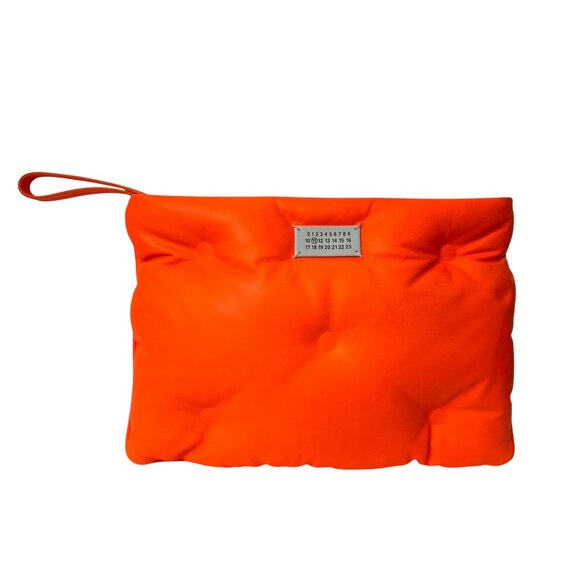 Maison Margiela Orange Nylon Puffer Zip Wristlet Clutch Unisex - Picture 1 of 10
